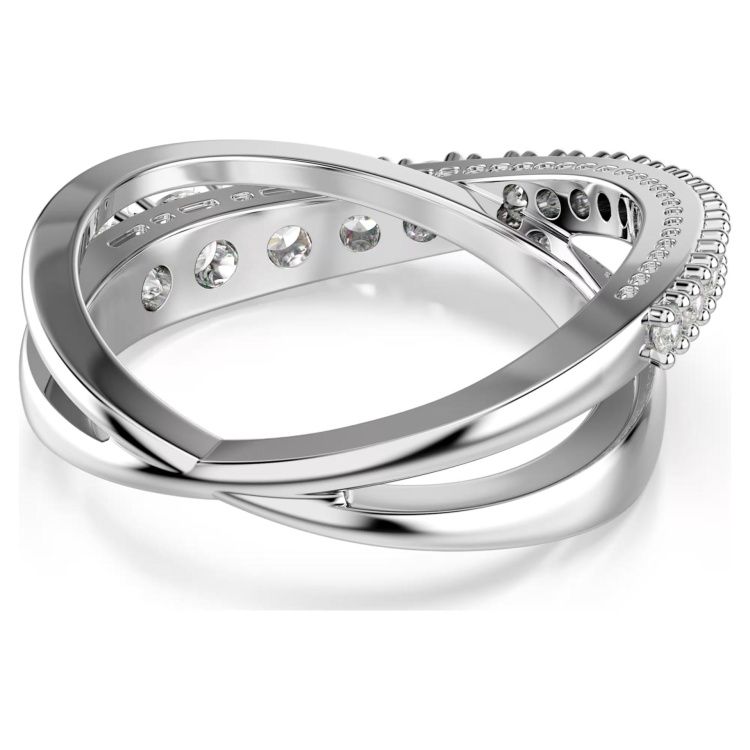 Hyperbola ring Round cut, White, Rhodium plated